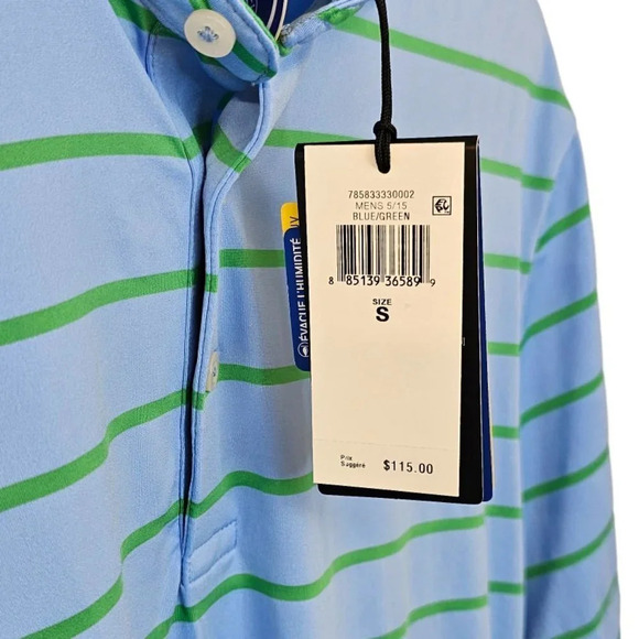RLX Ralph Lauren Men's Golf Polo Striped T-Shirt Blue Green UPF Size Small NWT - Picture 7 of 8